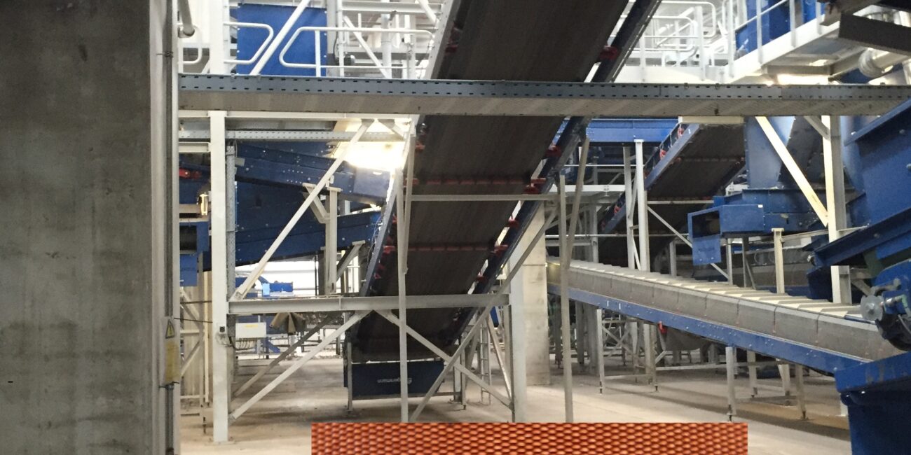 Antislide belt in recycling plant